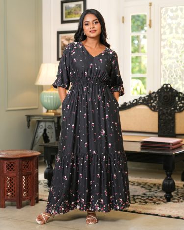Midnight Blossom Maxi Dress
