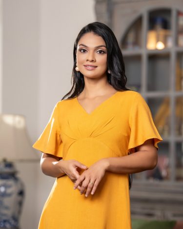 V Neckline Pleated Bust Maxi Dress