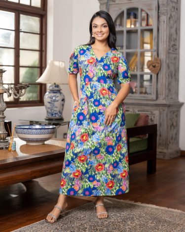 Enchanted Garden Puff Sleeve Maxi Dress