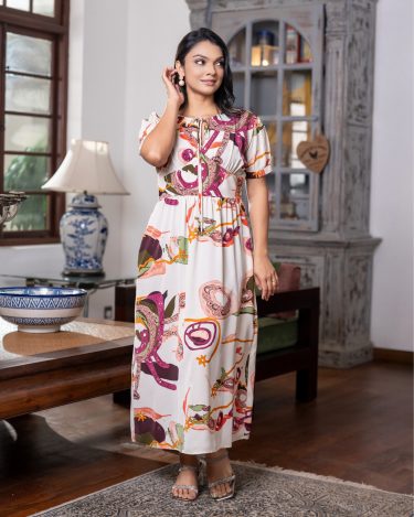Contoured Under-Bust Girdle Waist  Maxi Dress