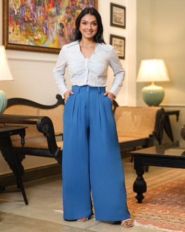 Pleat Detail Wide-Leg Trouser