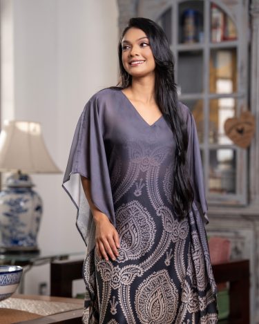 Charcoal Paisley Kaftan Set