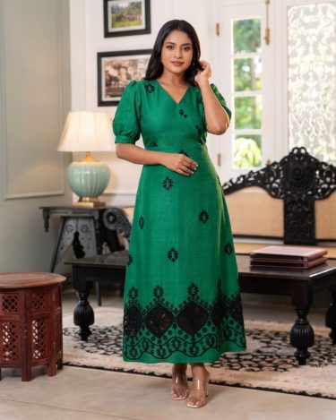 Scattered Motif Embroidered Maxi Dress