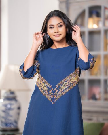 Placement Embroidery Detailed Short Dress