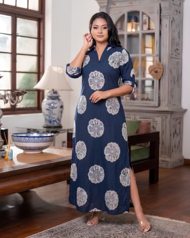 Floral Embroidered A-Line Maxi Dress
