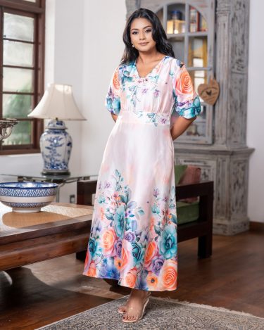 Pastel Meadow Emphire Maxi Dress