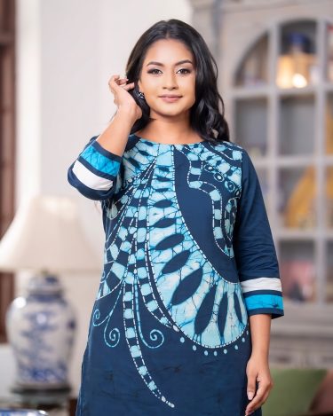 Indigo Sea-Fan Batik Short Dress