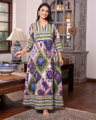 Empire waist Boho Harlequin Floral Maxi Dress
