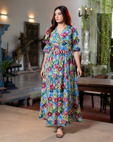 Empire Waist Enchanted Floral Print Maxi Dress