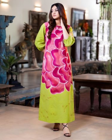 The Chartreuse Bloom Batik Maxi Dress