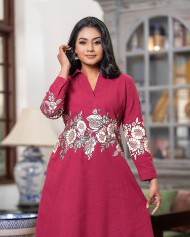 The Blush Bloom Print Shirt Collared Short Dress