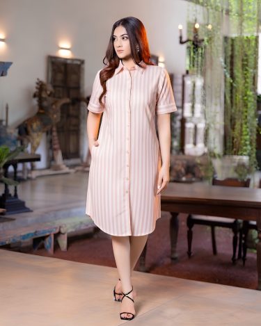 Classic Pinstripe Short Shirt Dress