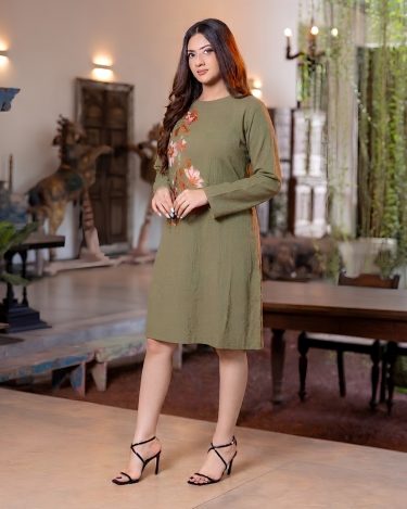 Long Sleeve Wildwood Embroidered Short Dress