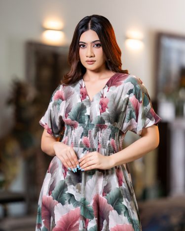 The Tropical Oasis Smocked Maggie Sleeve Maxi Dress