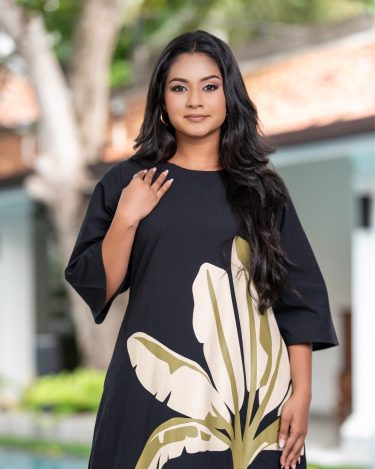 Midnight Palm Statement A Line Maxi Dress